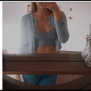 Zara Grey 2 Piece Twinset Cardigan and Bralette New Tags M